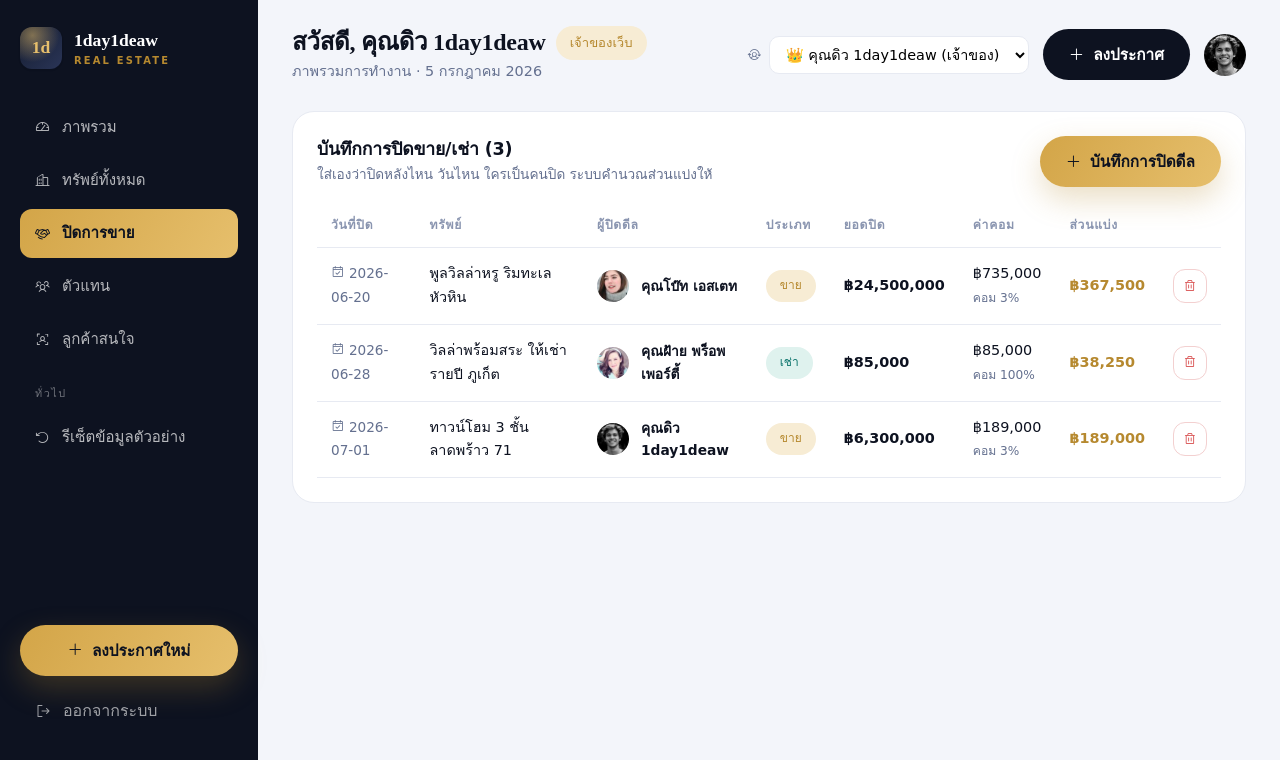 บันทึกดีลและส่วนแบ่ง